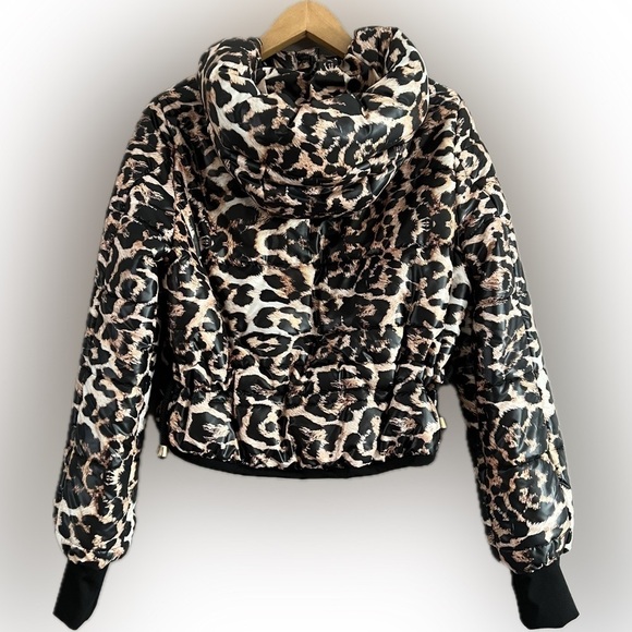 By Ola La Leopard Puffer Coat Hooded Cropped Small - Picture 2 of 16
